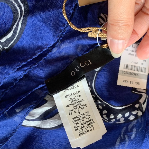 NWT Authentic Gucci Signature Prints Lightweight Chiffon Silk Large Shawl Scarf - Picture 3 of 7